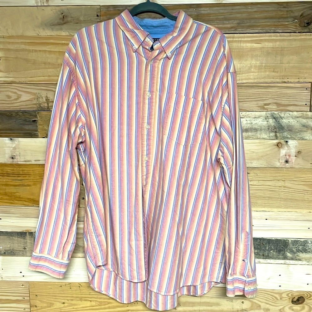 Consensus Sportswear size XXL striped multicolor long sleeve button down shirt